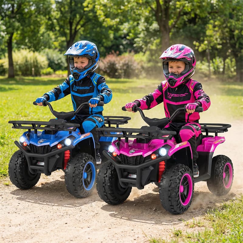 24V Kids ATV Ride On Quad, Electric 4 Wheeler Toy with 5Mph Max Speed, LED Headlights, Music, Front & Rear Storage for Boys Girls