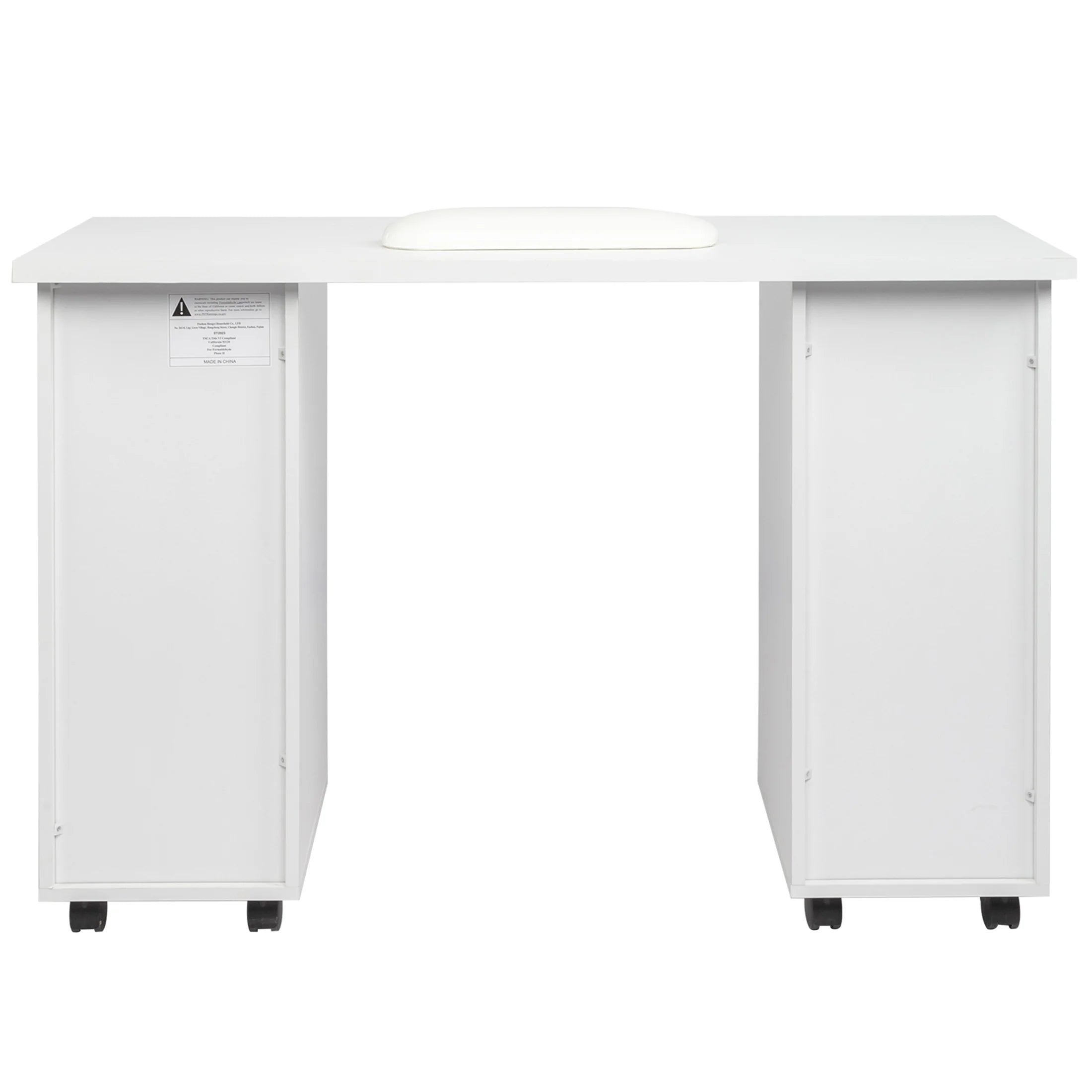Sesslife White Computer Desk, Writing Desk with Lockable Wheels???modern Wood Study Desk with 4 Drawers for Home Office Workstation