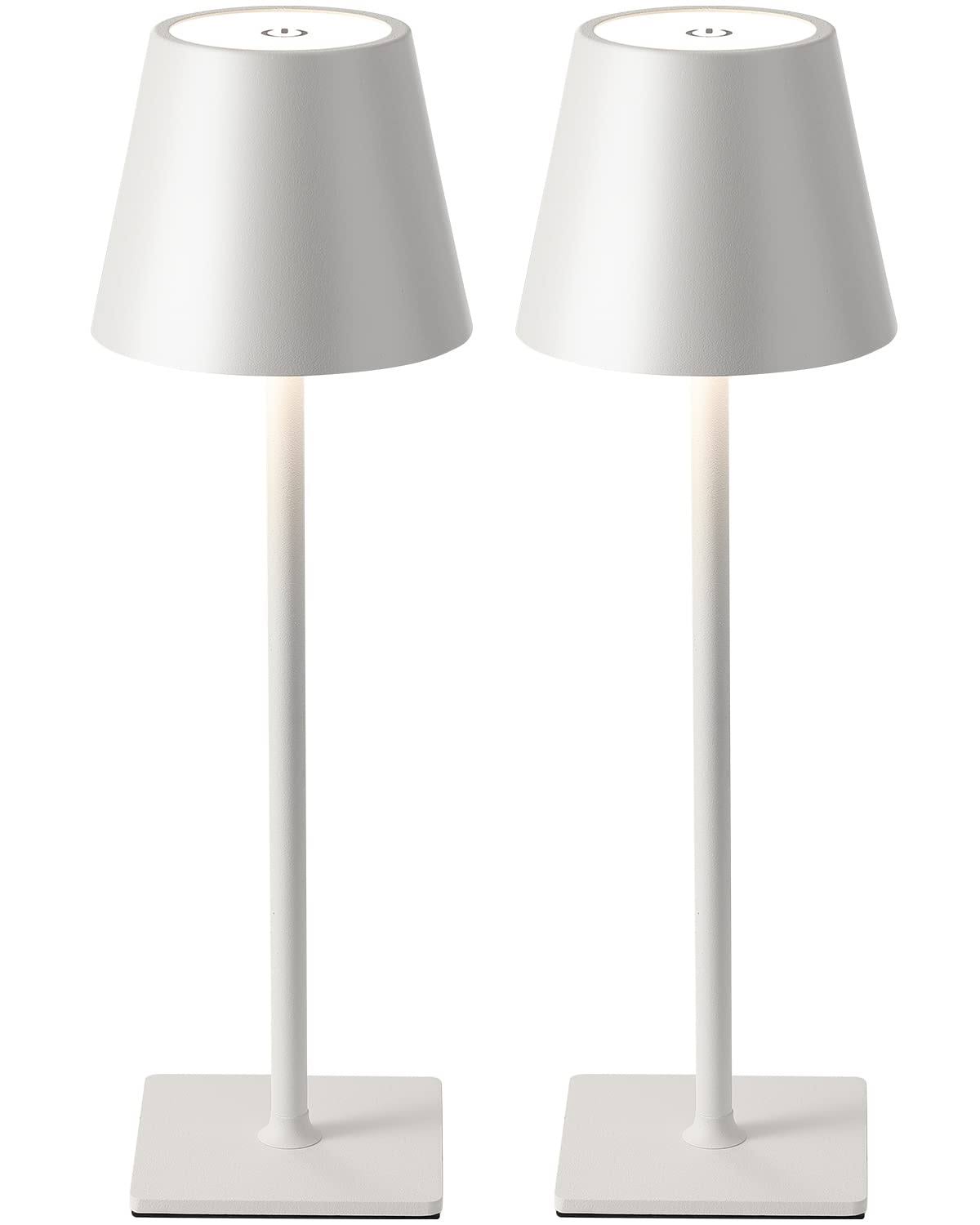 KDG 2 Pack Cordless Table Lamp, Portable LED Desk Lamp, 5000mAh Battery Operated, 3 Color Stepless Dimming Up, for Restaurant/Be