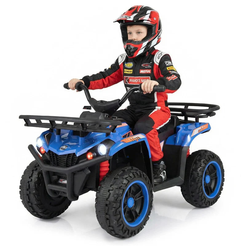 24V Kids ATV Ride On Quad, Electric 4 Wheeler Toy with 5Mph Max Speed, LED Headlights, Music, Front & Rear Storage for Boys Girls