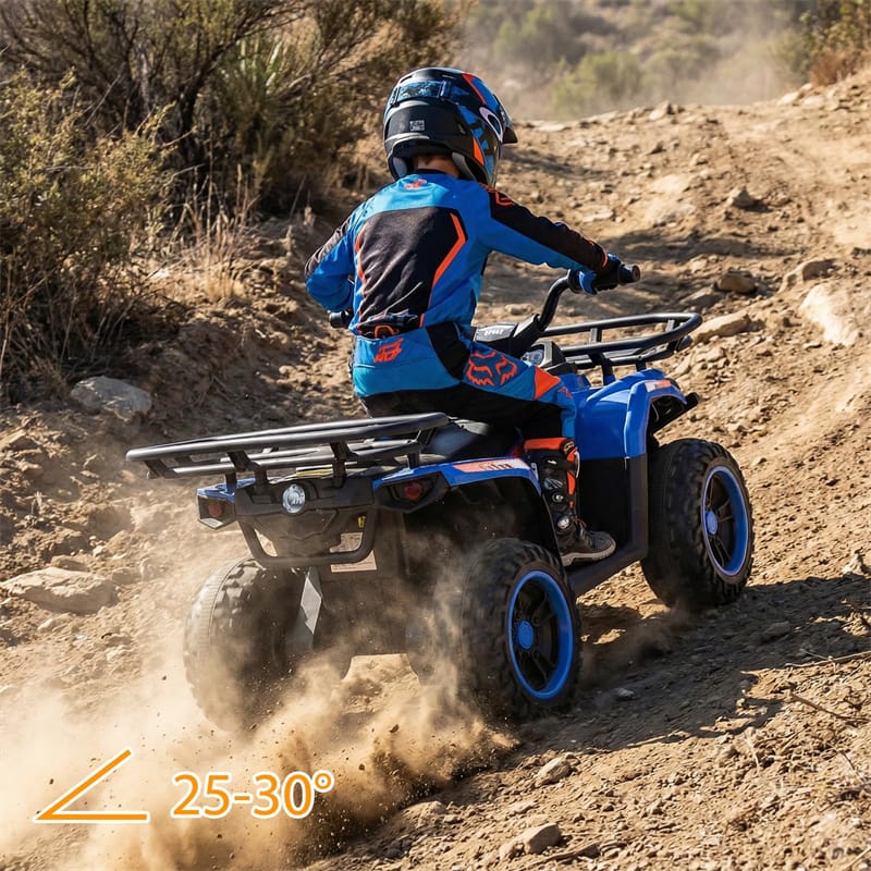 24V Kids ATV Ride On Quad, Electric 4 Wheeler Toy with 5Mph Max Speed, LED Headlights, Music, Front & Rear Storage for Boys Girls