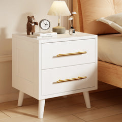 Bedroom Furniture Set - Includes Queen Bed Frame, Nightstands Set of 2, 5 - Drawer Dresser & Vanity Desk - Modern Storage Solution for Stylish Home Decor, Beige/White